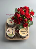 3cake in cups national service  with flowers