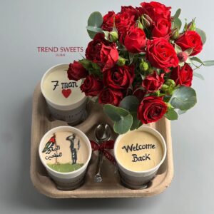 3cake in cups national service  with flowers